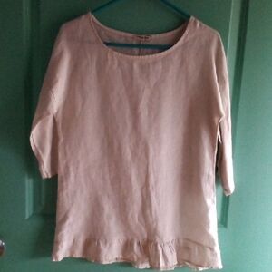 Elegant Beige Women's Blouse 100%Linen